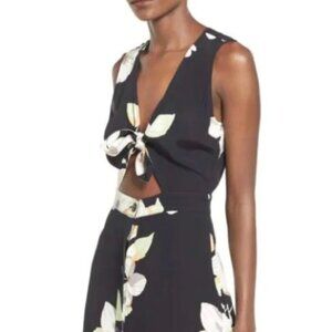 Leith Small Floral Tie Front Flowy Midi Dress​​